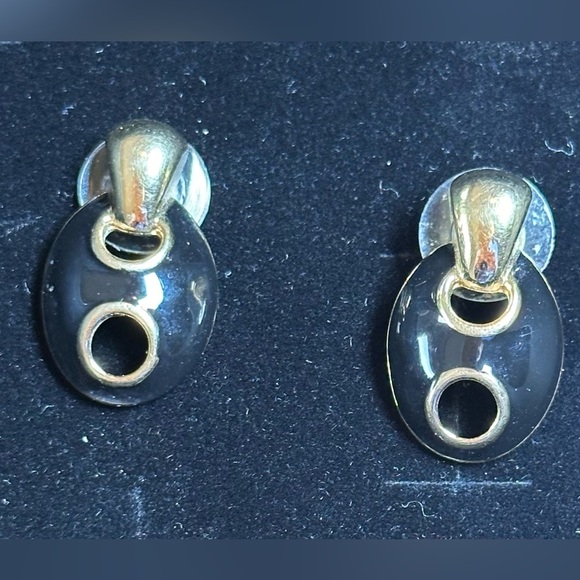 Authentic Givenchy Rare Vintage Black & Gold
Enamel / Metal Abstract Earrings - Picture 1 of 5